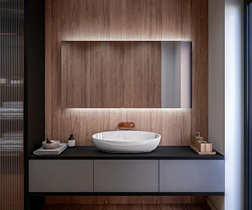 Artforma Badspiegel 110x80 cm mit LED Beleuchtung - Individuell Nach Maß - Beleuchtet Wandspiegel Lichtspiegel Badezimmerspiegel - LED Farbe und Touch Schalter - T102 von Artforma