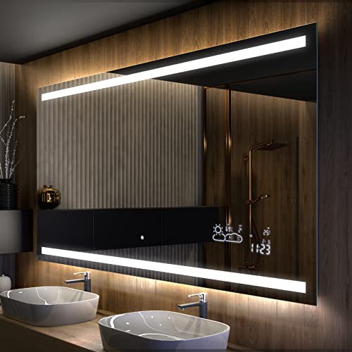 Artforma Badspiegel 120x80 cm mit LED Beleuchtung - Wählen Sie Zubehör - Individuell Nach Maß - Beleuchtet Wandspiegel Lichtspiegel Badezimmerspiegel - LED Farbe zu Wählen L09 von Artforma