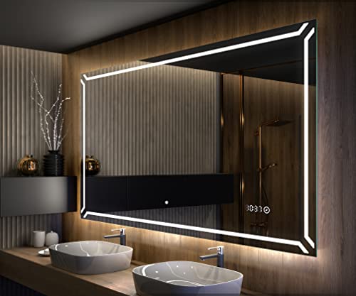 Artforma Badspiegel 130x70 cm mit LED Beleuchtung - Wählen Sie Zubehör - Individuell Nach Maß - Beleuchtet Wandspiegel Lichtspiegel Badezimmerspiegel - LED Farbe zu Wählen L129 von Artforma