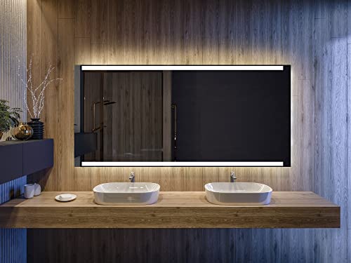 Artforma Badspiegel 130x80cm mit LED Beleuchtung - Wählen Sie Zubehör - Individuell Nach Maß - Beleuchtet Wandspiegel Lichtspiegel Badezimmerspiegel | beleuchtet Bad Licht Spiegel L47 von Artforma