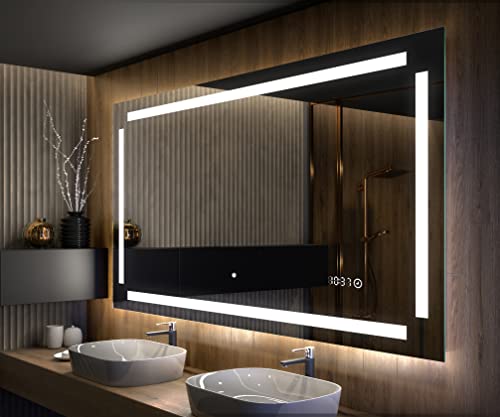 Artforma Badspiegel 140x70 cm mit LED Beleuchtung - Wählen Sie Zubehör - Individuell Nach Maß - Beleuchtet Wandspiegel Lichtspiegel Badezimmerspiegel - LED Farbe zu Wählen L124 von Artforma