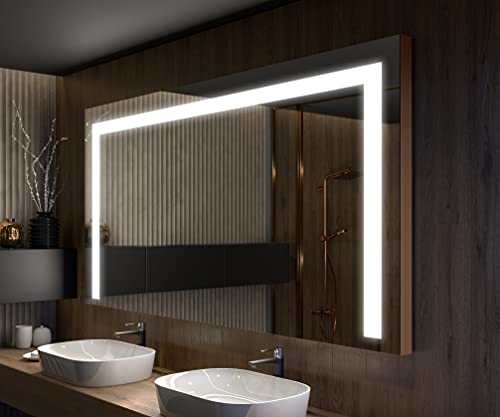 Artforma Badspiegel 180x80 cm mit LED Beleuchtung und Abdeckung- Wählen Sie Zubehör - Individuell Nach Maß - Beleuchtet Wandspiegel Lichtspiegel Badezimmerspiegel - LED Farbe zu Wählen L11 von Artforma