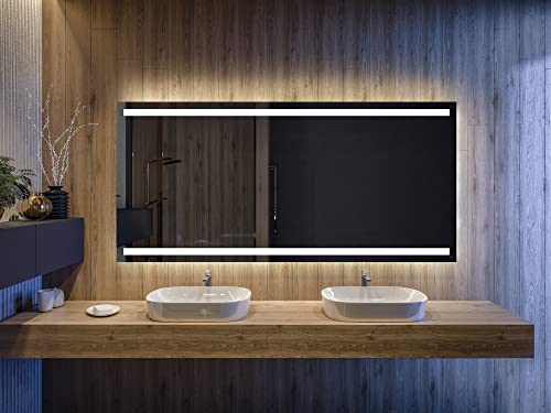 Artforma Badspiegel 60x60 cm mit LED Beleuchtung - Wählen Sie Zubehör - Individuell Nach Maß - Beleuchtet Wandspiegel Lichtspiegel Badezimmerspiegel - LED Farbe zu Wählen L09 von Artforma