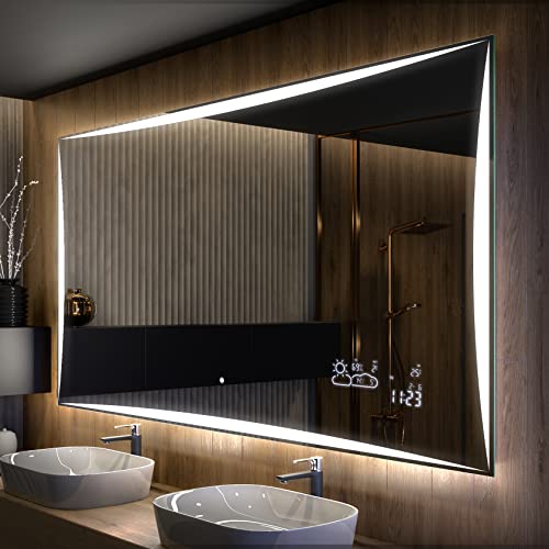 Artforma Badspiegel 70x60 cm mit LED Beleuchtung - Wählen Sie Zubehör - Individuell Nach Maß - Beleuchtet Wandspiegel Lichtspiegel Badezimmerspiegel - LED Farbe zu Wählen Kaltweiß/Neutralweiß L77 von Artforma