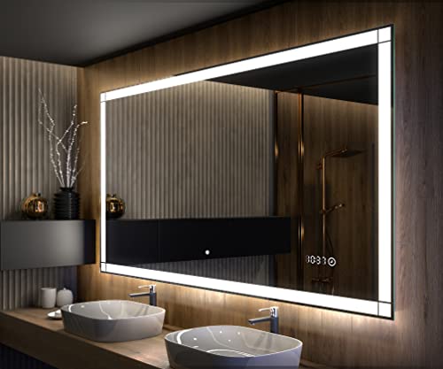 Artforma Badspiegel 70x60 cm mit LED Beleuchtung - Wählen Sie Zubehör - Individuell Nach Maß - Beleuchtet Wandspiegel Lichtspiegel Badezimmerspiegel - LED Farbe zu Wählen L125 von Artforma