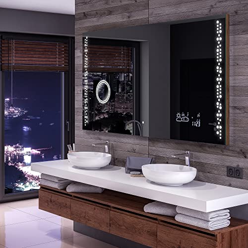 Artforma Badspiegel 90x70 cm mit LED Beleuchtung - Wählen Sie Zubehör - Individuell Nach Maß - Beleuchtet Wandspiegel Lichtspiegel Badezimmerspiegel - LED Farbe zu Wählen L65 von Artforma