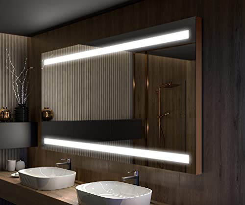 Artforma Badspiegel 90x70 cm mit LED Beleuchtung und Abdeckung- Wählen Sie Zubehör - Individuell Nach Maß - Beleuchtet Wandspiegel Lichtspiegel Badezimmerspiegel - LED Farbe zu Wählen LED009 von Artforma