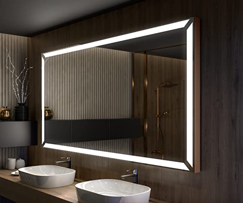 Artforma Badspiegel Premium 140x70 cm mit LED Beleuchtung und Abdeckung - Wählen Sie Zubehör - Individuell Nach Maß - Beleuchtet Wandspiegel Lichtspiegel Badezimmerspiegel - LED Farbe zu Wählen L127 von Artforma
