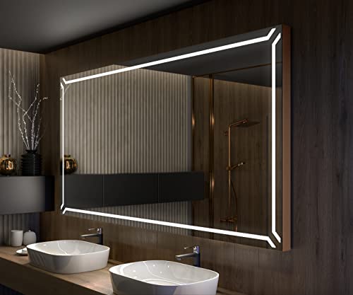 Artforma Badspiegel Premium 160x70 cm mit LED Beleuchtung und Abdeckung - Wählen Sie Zubehör - Individuell Nach Maß - Beleuchtet Wandspiegel Lichtspiegel Badezimmerspiegel - LED Farbe zu Wählen L129 von Artforma