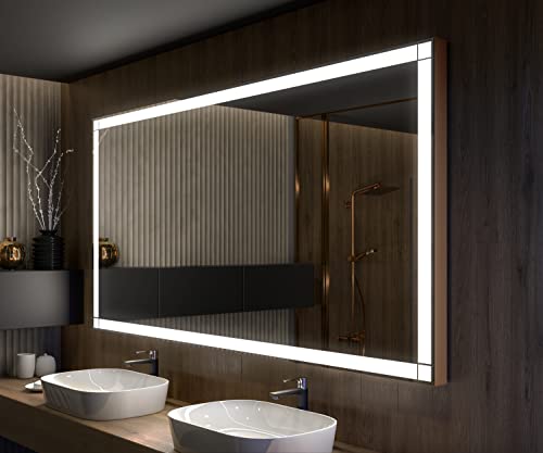 Artforma Badspiegel Premium 160x80 cm mit LED Beleuchtung und Abdeckung - Wählen Sie Zubehör - Individuell Nach Maß - Beleuchtet Wandspiegel Lichtspiegel Badezimmerspiegel - LED Farbe zu Wählen L125 von Artforma