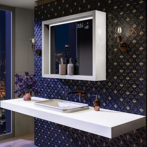 Artforma Badspiegel mit LED Beleuchtung 60x80 cm mit Ablage und Rahmen | Bad Licht Spiegel Individuell Nach Maß | Badezimmerspiegel, Wandspiegel von Artforma