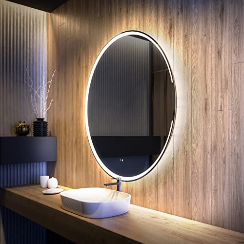 Artforma Runder Badspiegel mit LED Beleuchtung 85cm Durchmesser - Wählen Sie Zubehör und Modell - Individuell Nach Maß - Badezimmerspiegel rund mit LED Beleuchtung | beleuchtet Bad Licht Spiegel von Artforma