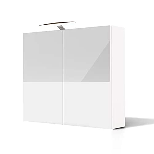 Artforma Spiegelschrank Bad mit Lumen Spiegelleuchte, Badlampe (70 x 60 x 17 cm) | Alpine White | Badschrank | Beleuchtet Badezimmerschrank | Stauraum und Steckdose in Weiß von Artforma