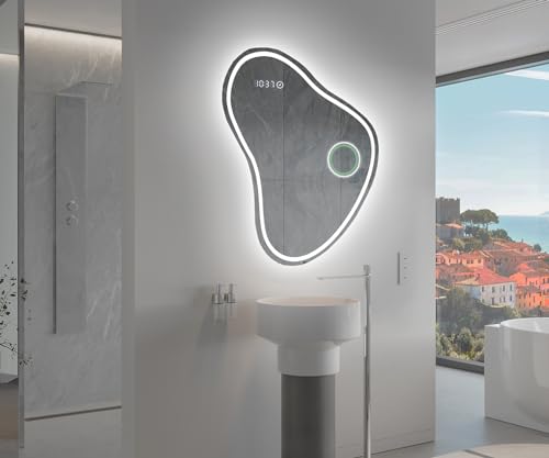 Artforma Badspiegel mit Beleuchtung - Asymmetrischer Spiegel - 54x64 - Led Spiegel Bad - Unregelmäßiger Form - Badezimmerspiegel Nach Maß - Modernes Design - Ohne Rahmen von Artforma