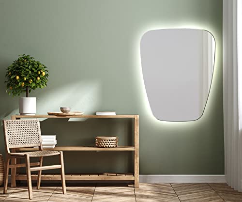 Artforma Badspiegel mit Beleuchtung - Asymmetrischer Spiegel - 54x74 - Led Spiegel Bad - Unregelmäßiger Form - Badezimmerspiegel Nach Maß - Modernes Design - Ohne Rahmen von Artforma