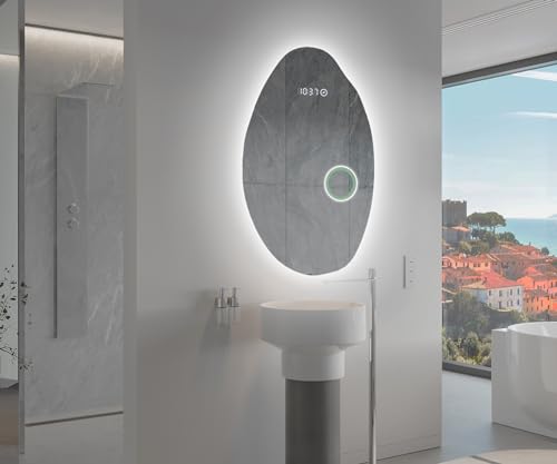 Artforma Badspiegel mit Beleuchtung - Asymmetrischer Spiegel - 54x84 - Led Spiegel Bad - Unregelmäßiger Form - Badezimmerspiegel Nach Maß - Modernes Design - Ohne Rahmen von Artforma