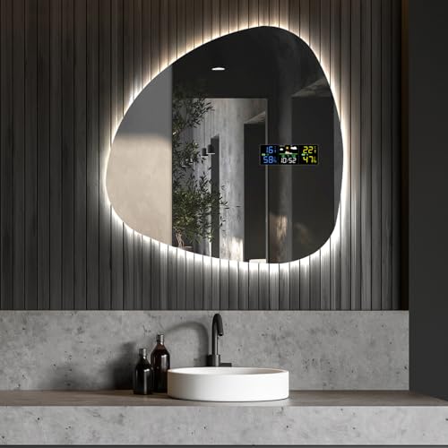 Artforma Badspiegel mit Beleuchtung - Asymmetrischer Spiegel - 64x64 - Led Spiegel Bad - Unregelmäßiger Form - Badezimmerspiegel Nach Maß - Modernes Design - Ohne Rahmen von Artforma