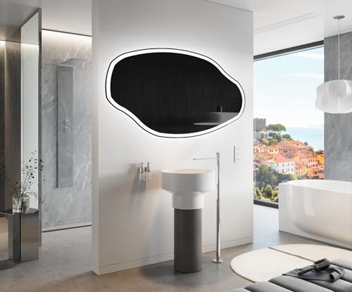 Artforma Badspiegel mit Beleuchtung - Asymmetrischer Spiegel - 94x64 - Led Spiegel Bad - Unregelmäßiger Form - Badezimmerspiegel Nach Maß - Modernes Design - Ohne Rahmen von Artforma