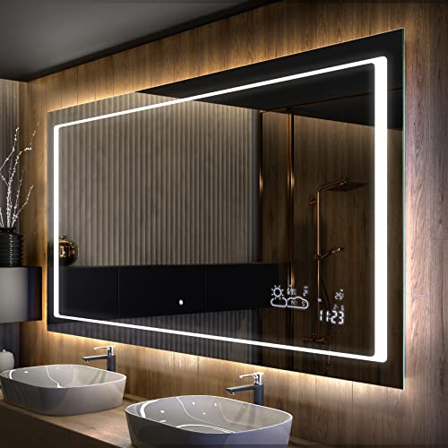Artforma Badspiegel 100x90 cm mit LED Beleuchtung - Wählen Sie Zubehör - Individuell Nach Maß - Beleuchtet Wandspiegel Lichtspiegel Badezimmerspiegel - LED Farbe zu Wählen L61 von Artforma