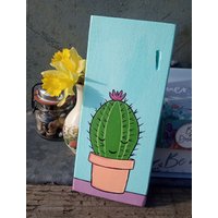 Original Funky Folk Art Kaktus Malerei Pflanze Liebhaber Geschenk Kunstwerk Auf Altholz Southwest Dekor von ArtfulHorizon