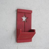 Primitive Folk Art Stern Rot Holz Wandbox Taschen Organizer Individualisierer Bauernhaus Star Landhaus Chic Dekor Reclaimed Regal von ArtfulHorizon