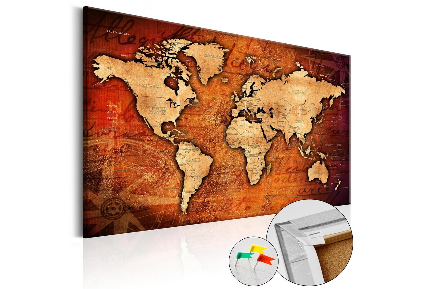 Artgeist Pinnwand Amber World [Cork Map] von Artgeist