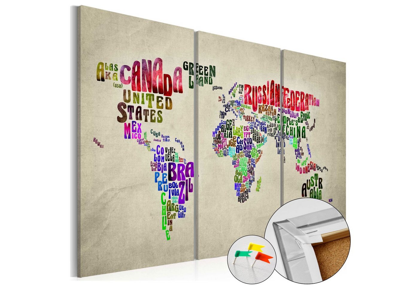 Artgeist Pinnwand Colorful Countries [Cork Map] von Artgeist