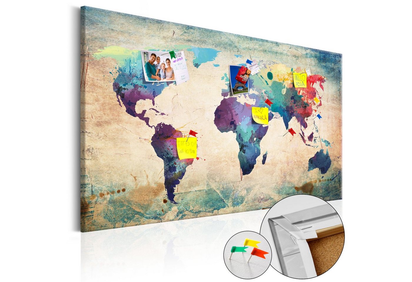 Artgeist Pinnwand Colorful World Map [Cork Map] von Artgeist