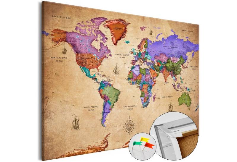 Artgeist Pinnwand Colourful Travels (1 Part) Wide [Cork Map] von Artgeist