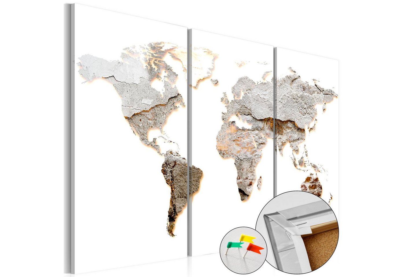 Artgeist Pinnwand Concrete Continents [Cork Map] von Artgeist