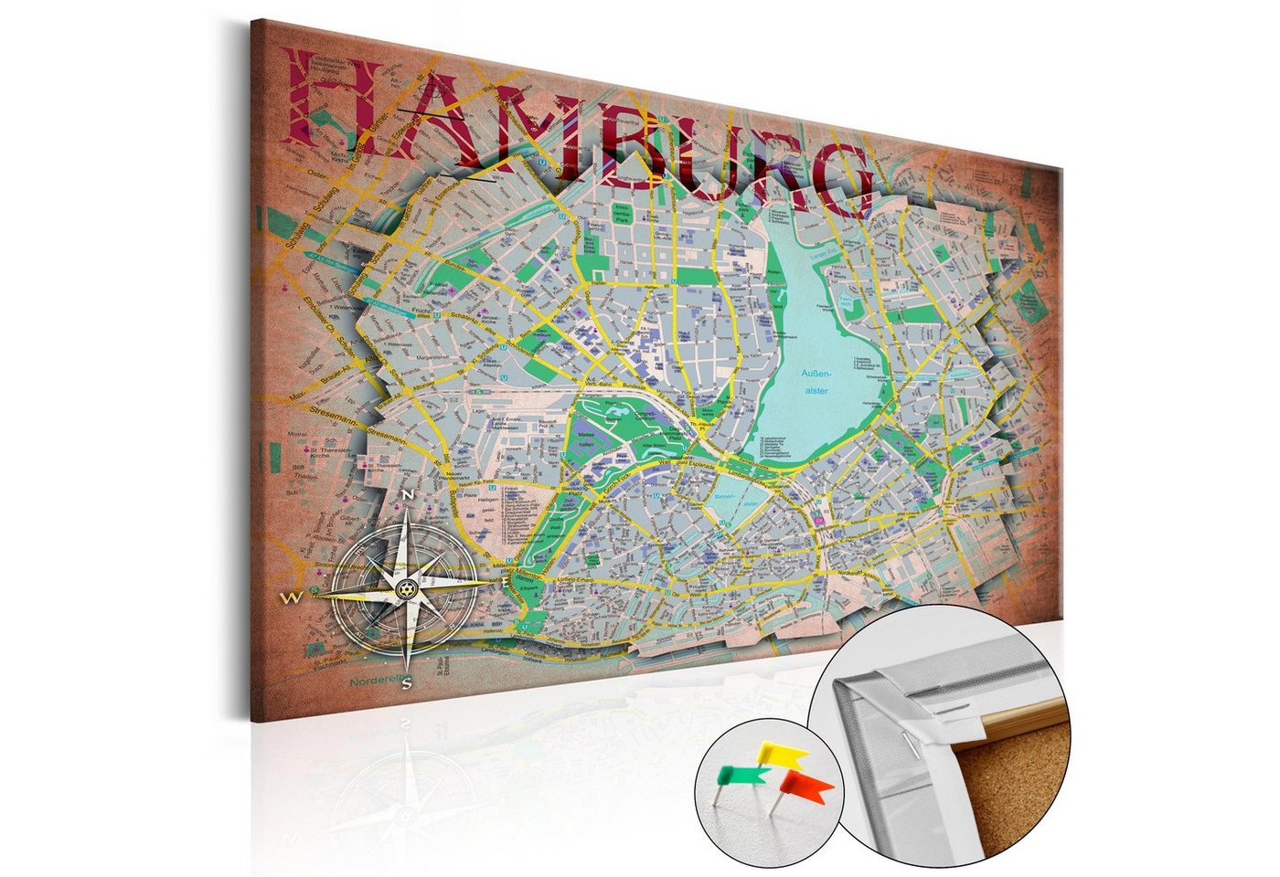Artgeist Pinnwand Hamburg [Cork Map] von Artgeist