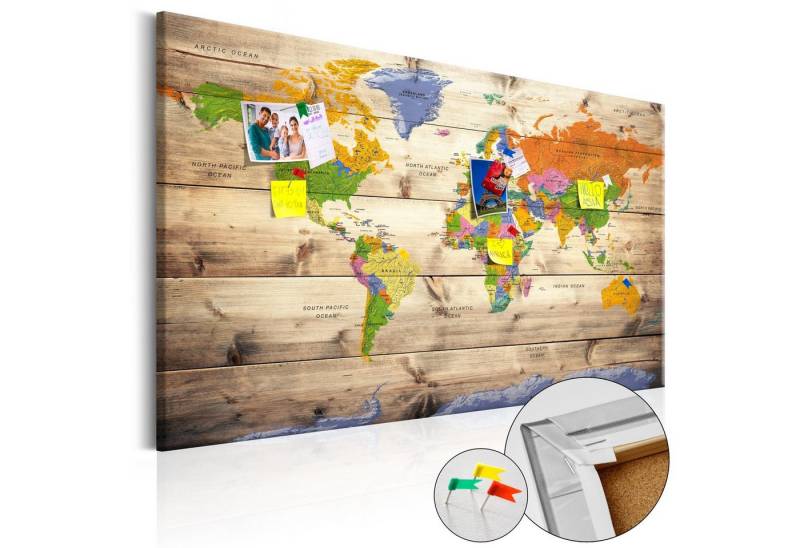 Artgeist Pinnwand Map on wood: Colourful Travels [Cork Map] von Artgeist