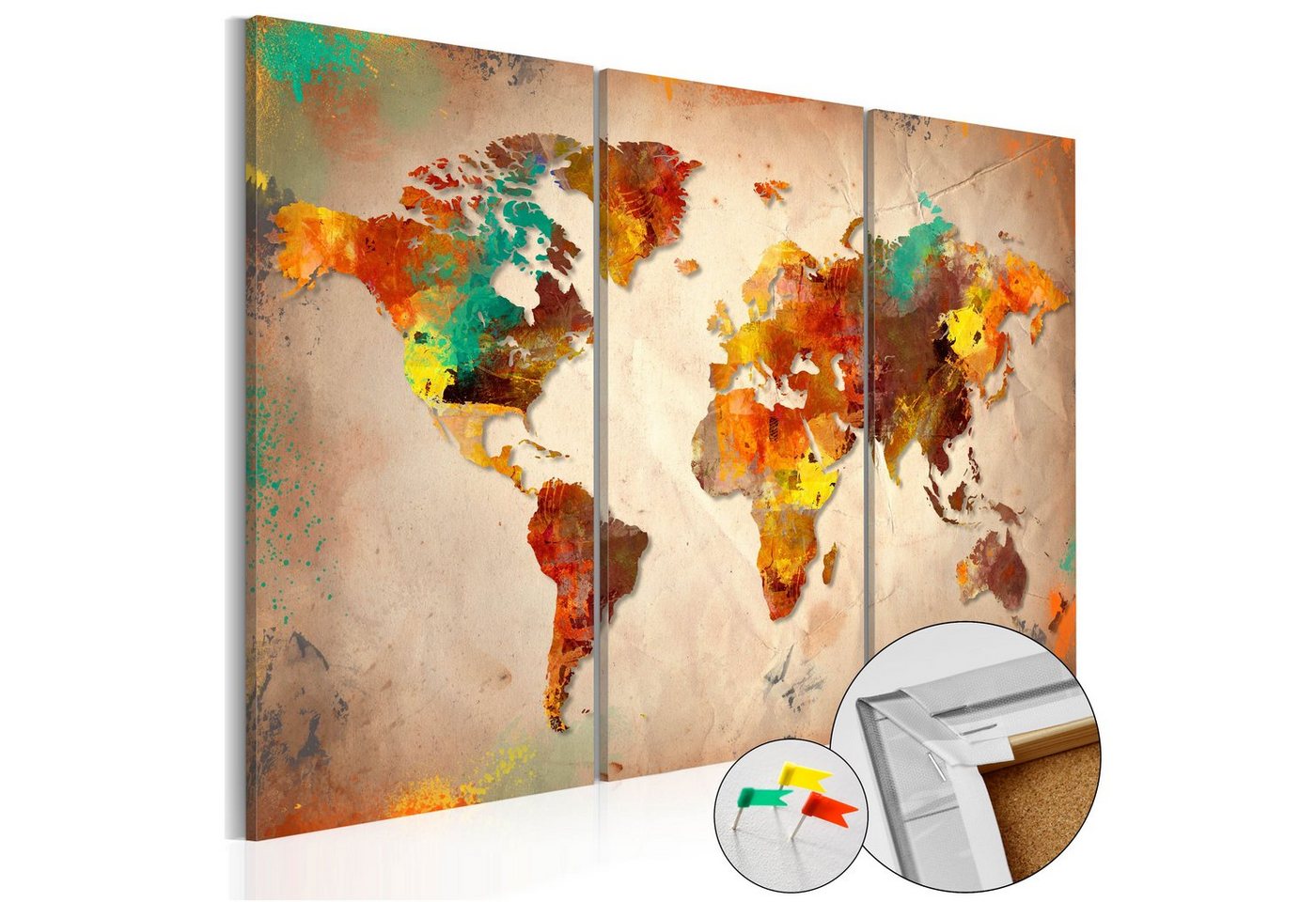 Artgeist Pinnwand Painted World [Cork Map] von Artgeist