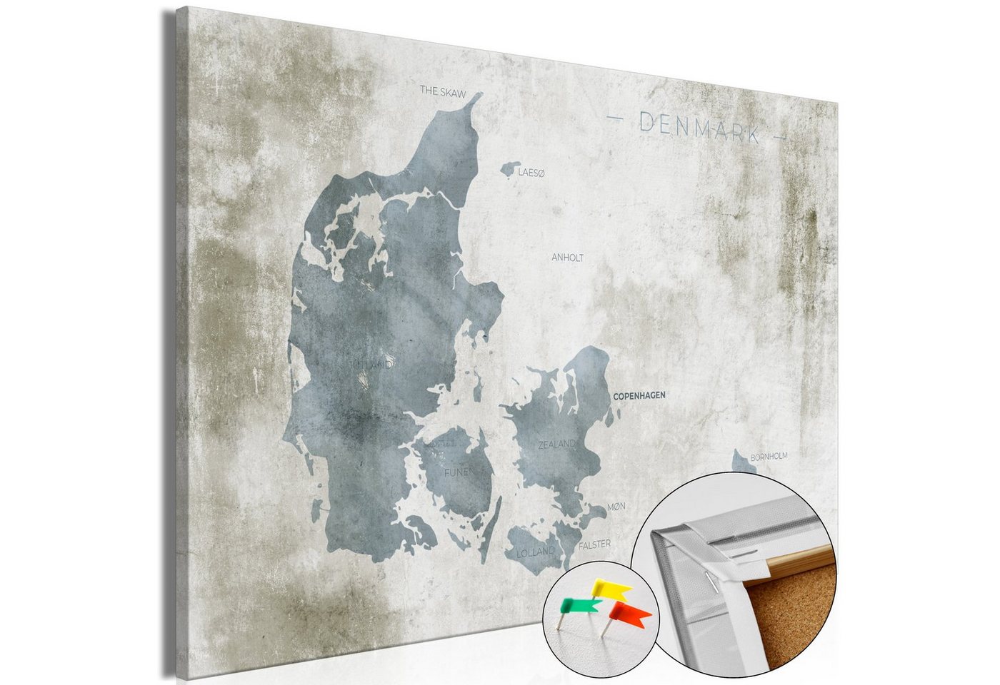 Artgeist Pinnwand Scandinavian Blue [Cork Map] von Artgeist