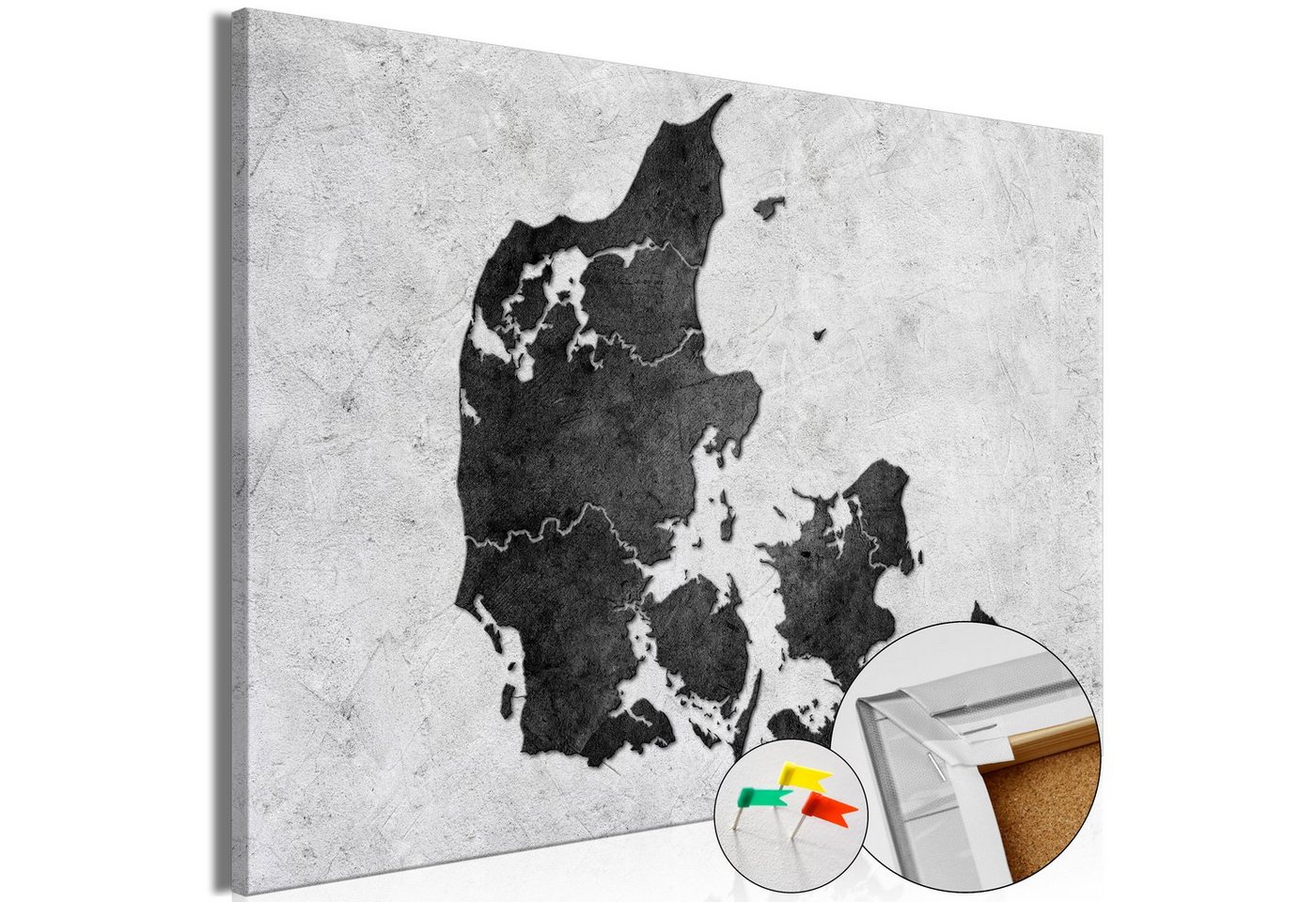 Artgeist Pinnwand Stone Denmark [Cork Map] von Artgeist