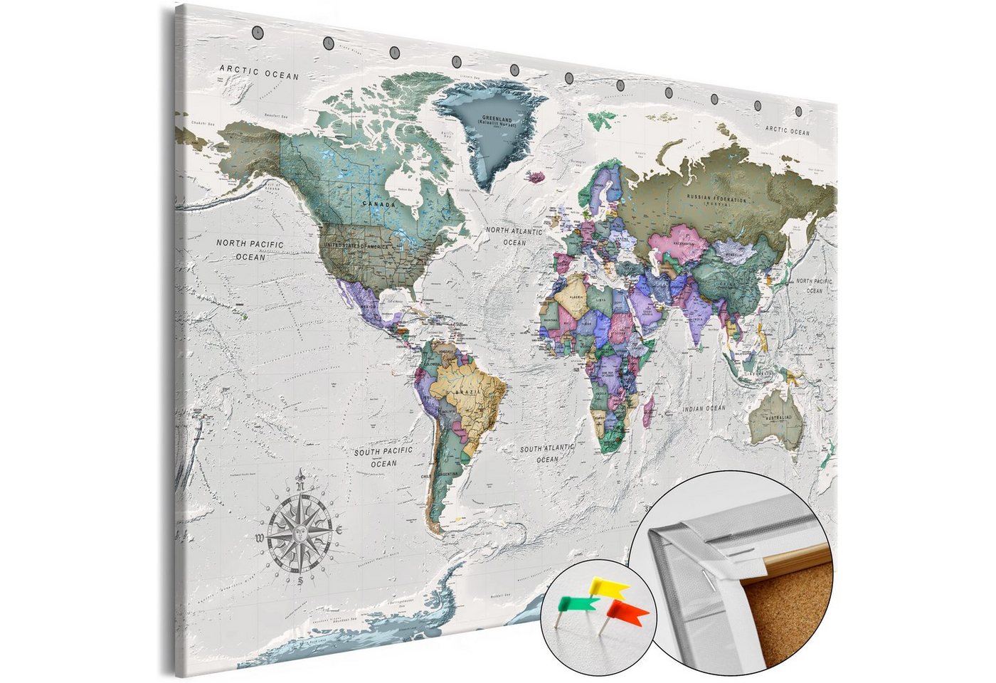 Artgeist Pinnwand World Destinations (1 Part) Wide [Cork Map] von Artgeist