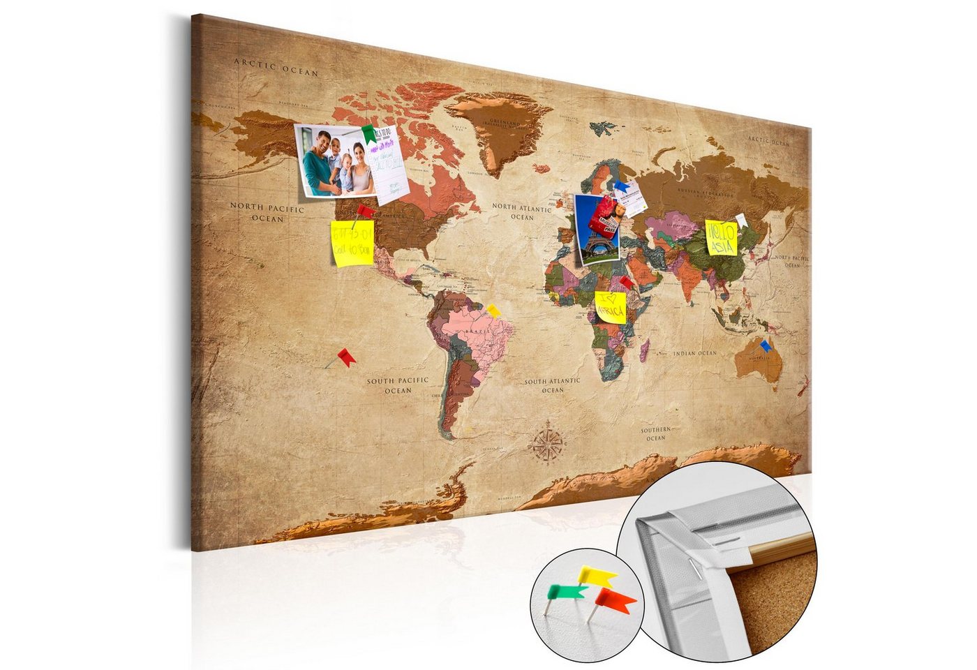 Artgeist Pinnwand World Map: Brown Elegance [Cork Map] von Artgeist