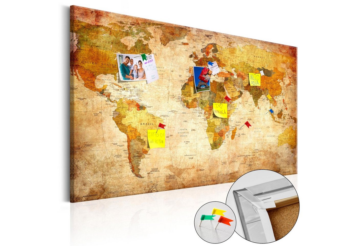 Artgeist Pinnwand World Map: Time Travel [Cork Map] von Artgeist