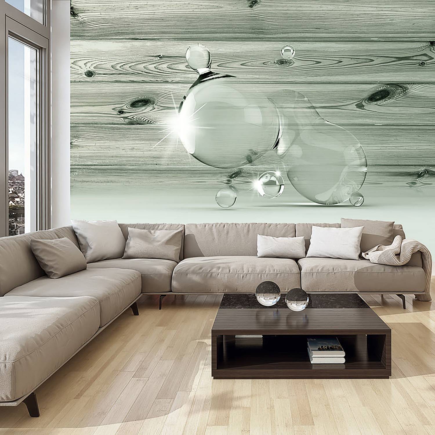 Artgeist Vliestapete Beauty in Drops of Water Premium Vlies Grau Rechteckig 400x280 cm (BxH) von Artgeist