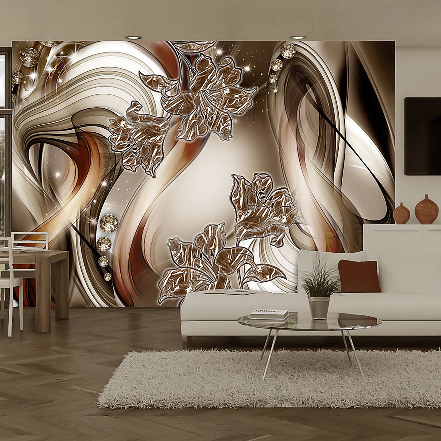 Artgeist Vliestapete Brown Symphony Premium Vlies Kupfer/Champagner Rechteckig 100x70 cm (BxH) von Artgeist