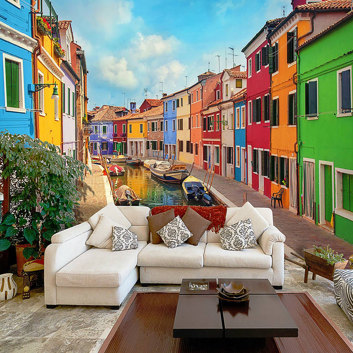 Artgeist Vliestapete Colorful Canal in Burano Premium Vlies Mehrfarbig Rechteckig 100x70 cm (BxH) von Artgeist