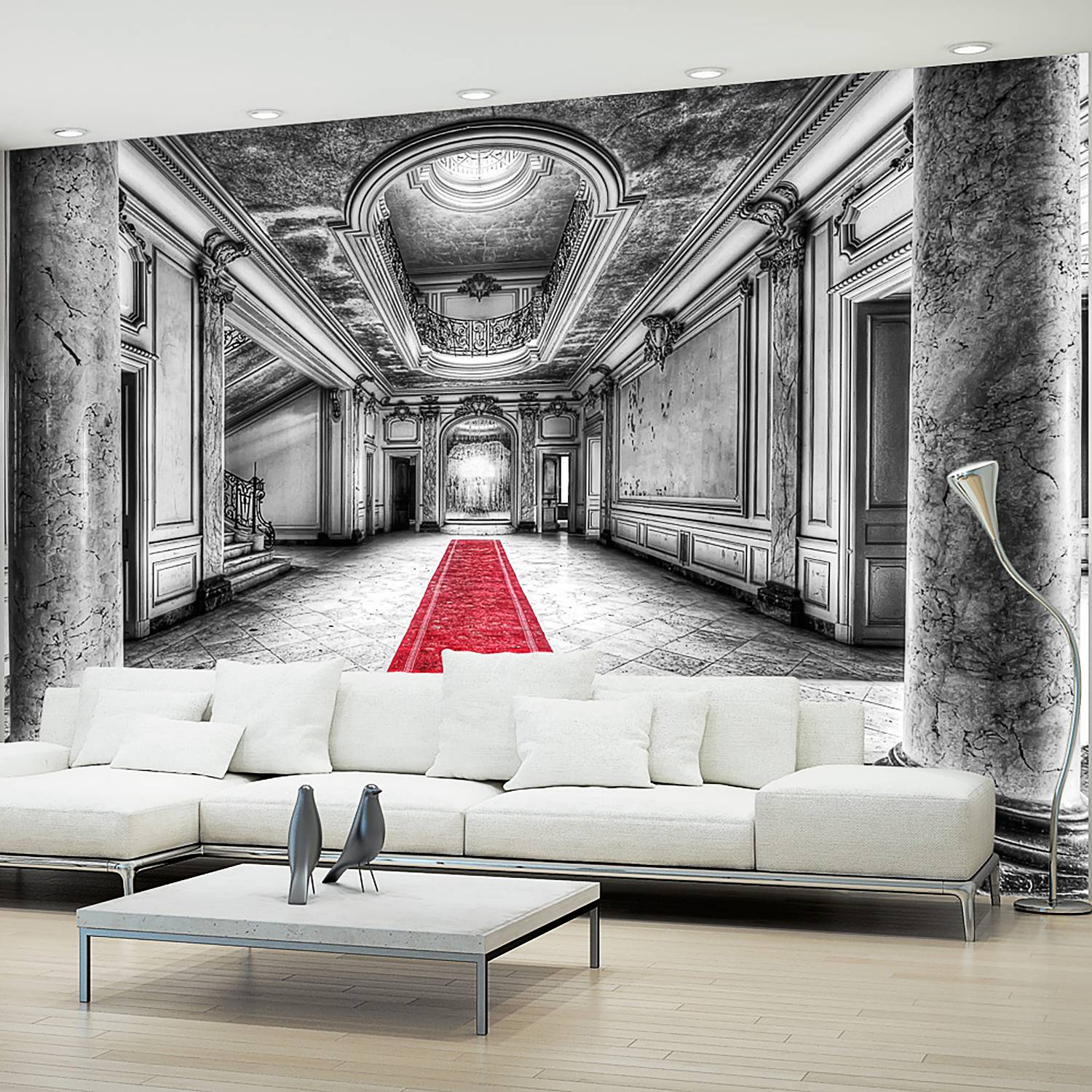 Artgeist Vliestapete Das Geheimnis von Marmor Premium Vlies Grau/Rot Rechteckig 300x210 cm (BxH) von Artgeist