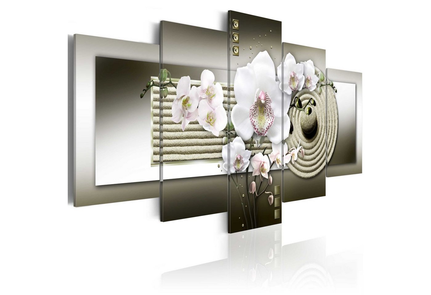 Artgeist Wandbild Orchid and zen garden in grey von Artgeist