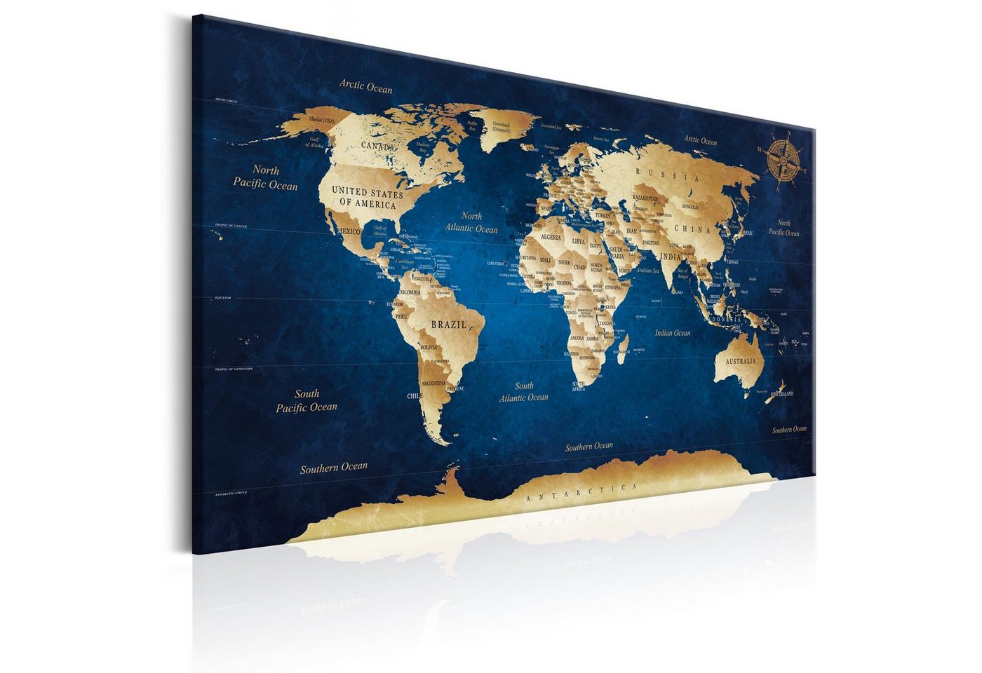 Artgeist Wandbild »World Map: The Dark Blue Depths« von Artgeist