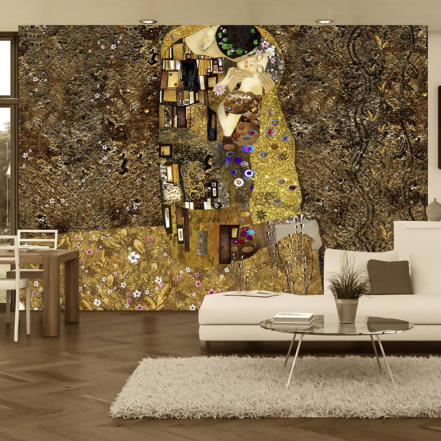 Fototapete Klimt Inspiration Golden Kiss von Artgeist