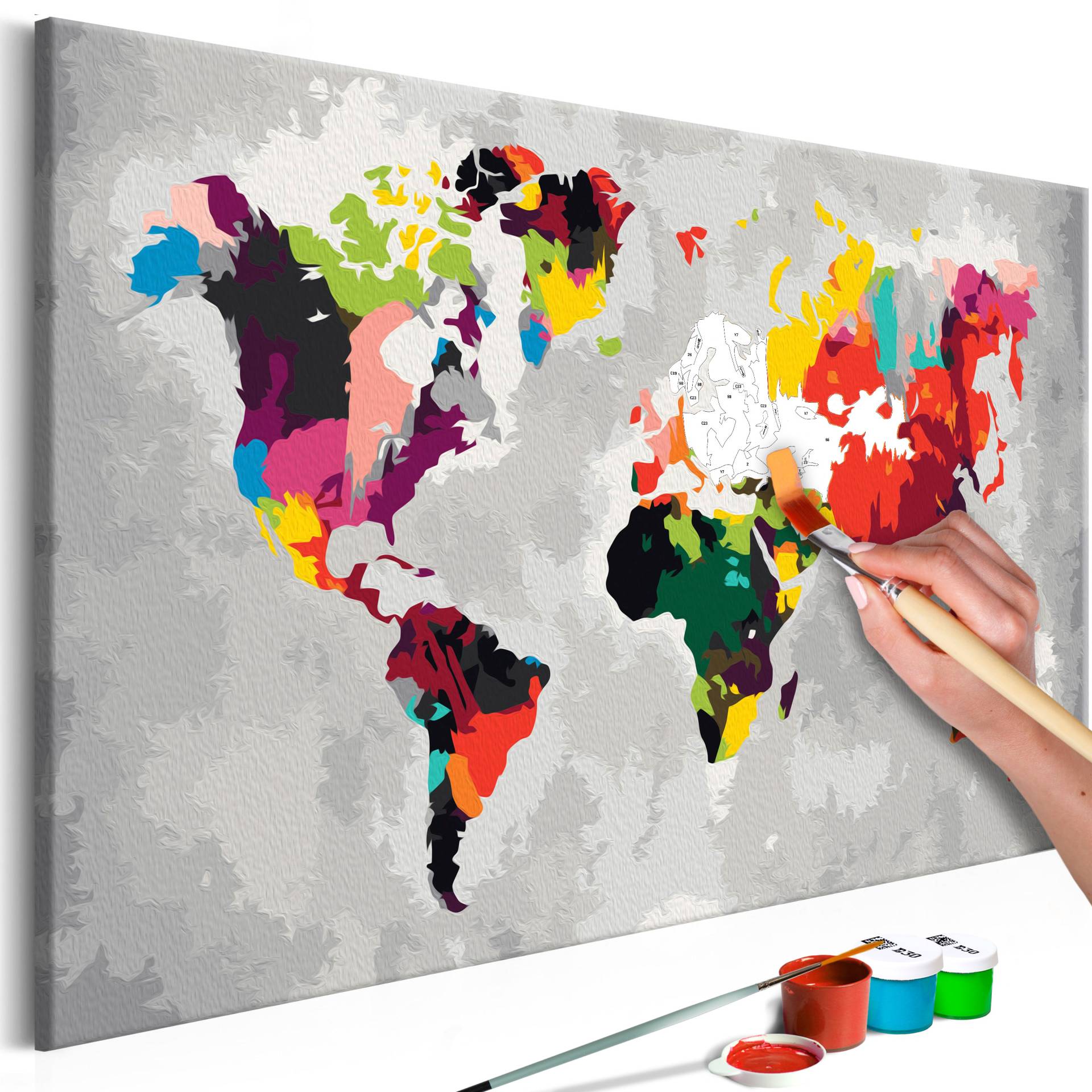 Malen nach Zahlen - Weltkarte (Helle Farben) von Artgeist