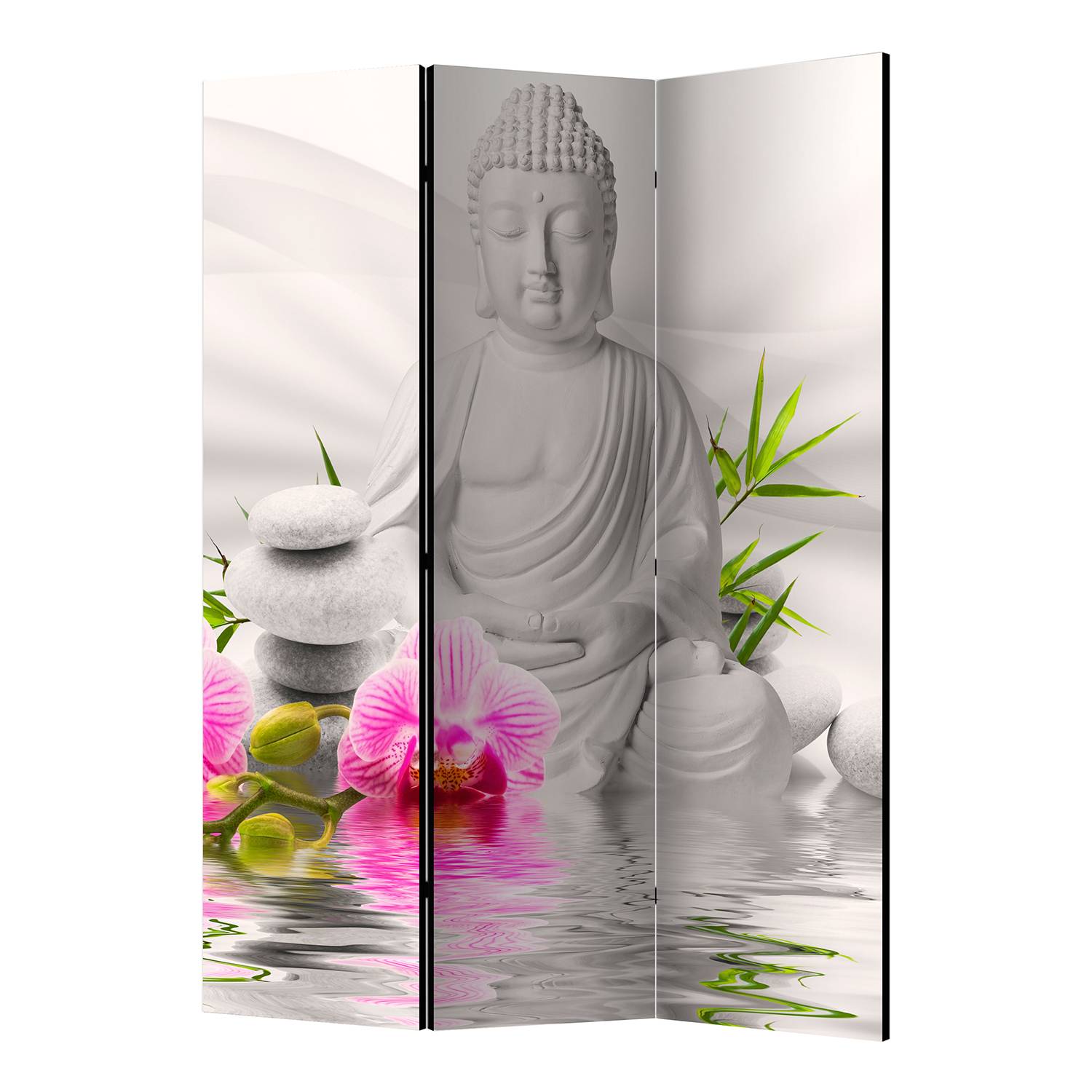 Paravent Buddha and Orchids von Artgeist