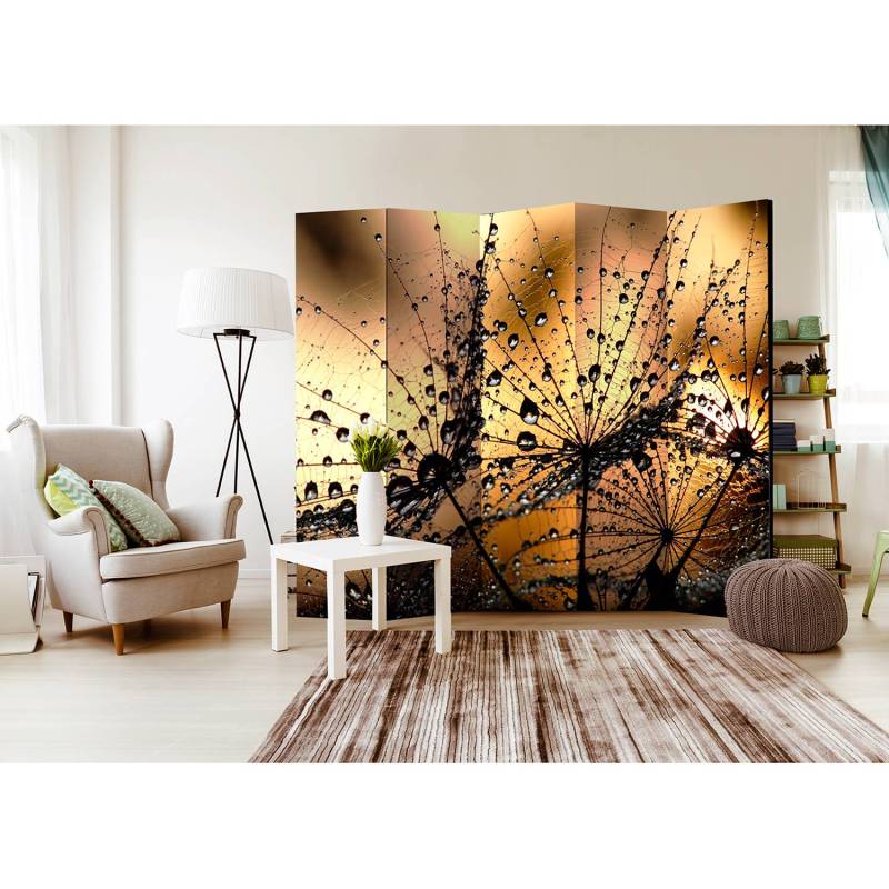 home24 Paravent Dandelions in the Rain Fleece Orange 225 x 172 x 3cm von home24