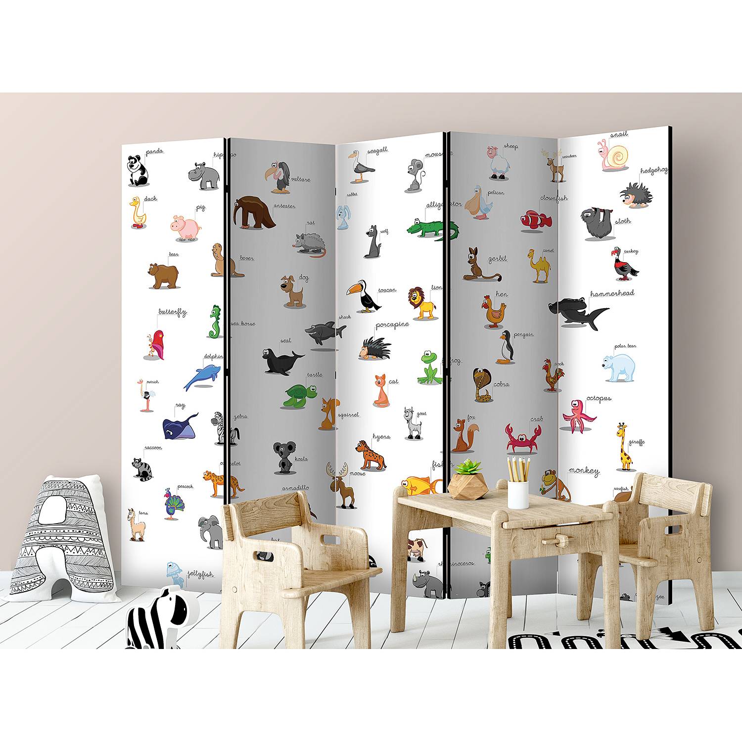 home24 Paravent Kids Animals 225 x 172cm 5-teilig Weiß home24 Paravent Kids Animals 225 x 172cm 5-teilig Weiß von home24