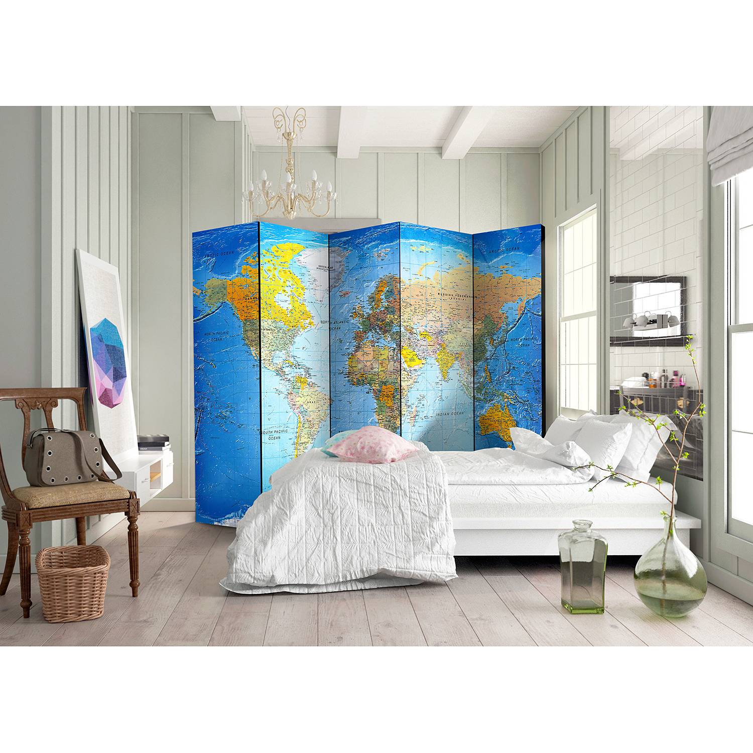 Paravent World Classic Map (5-teilig) von Artgeist